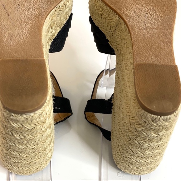 Steve Madden Women's Radley Espadrille Wedge T-Strap Peep Toe Sandal in Black - Picture 14 of 16